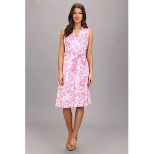 Pendleton Pink and White Ikat Tie Dye Midi Wrap Dress Size 4